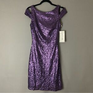 Christina Wu Womens Sequin Dress -Aubergine- Size 6 - NWT